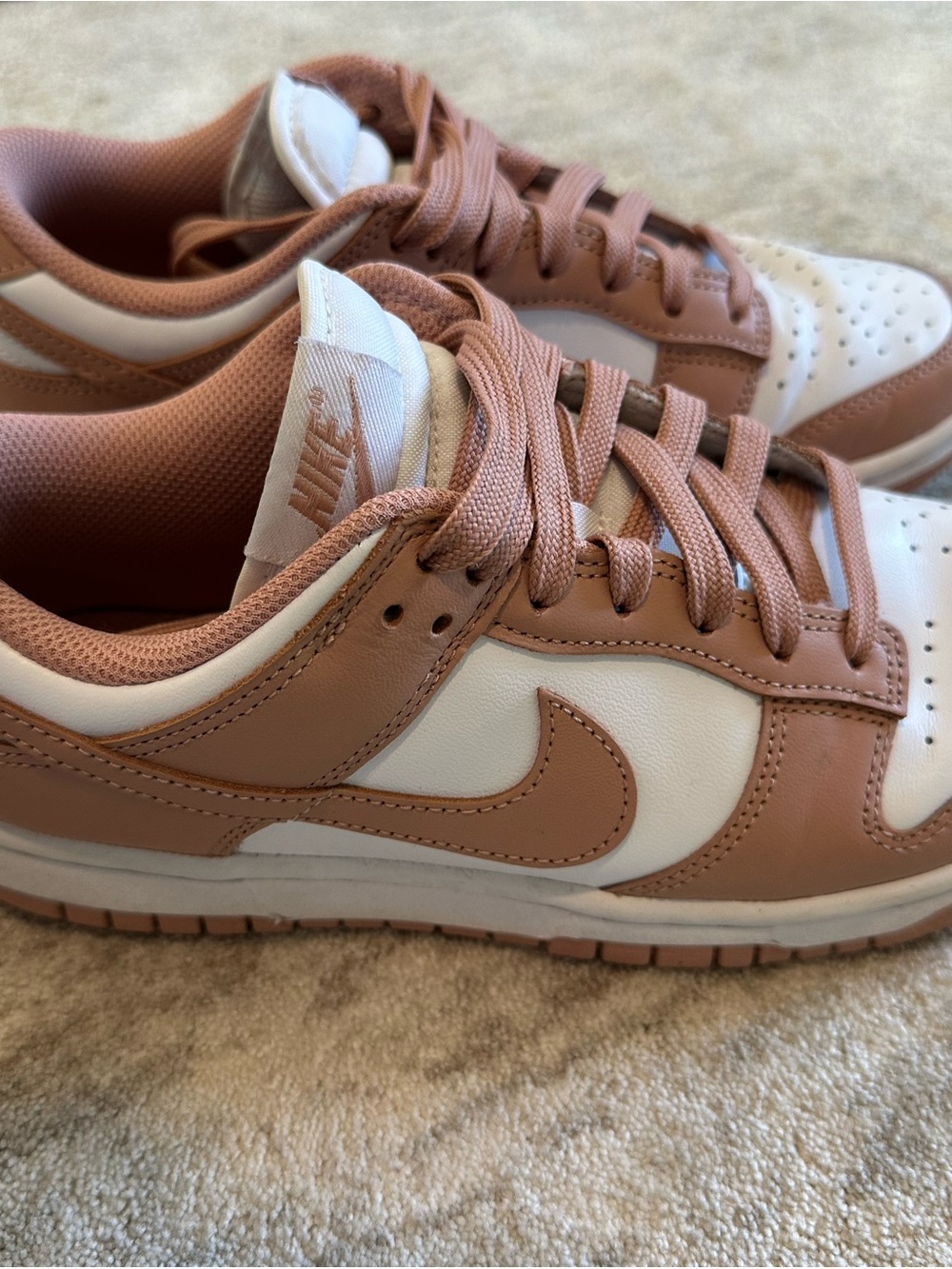 Nike Low-Top Sneakers in White and Rose Brown
